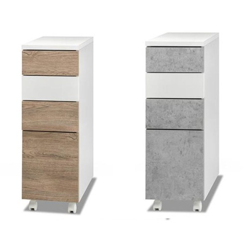 MIKY commode haute en bois blanc et chêne | Sunrise