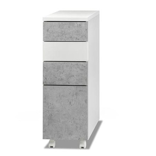 MIKY commode haute en bois blanc et chêne | Sunrise